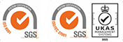 SGS ISO 9001, SGS ISO/IEC 27001 and UKAS Management Systems certification marks